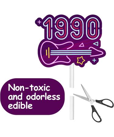 18pcs Purple Glitter Disco Ball Guitar Dessert Cupcake Topper Cheer to Let s Glow Crazy Backing 1990 Retro 80s 90s Hip Hop Disco Theme Decor Supplies Happy 34th Birthday Party Decorations - Buy Online on GoSupps.com