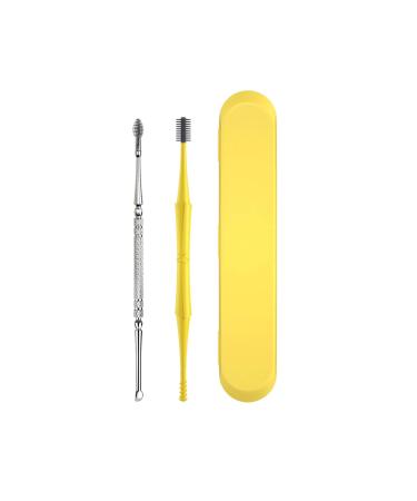 HHOP 2Pcs/Set Dual-end Ear Pick Set Curette Ear Wax Remover Spiral Spring Earpick Stainless Steel Ear Cleaner