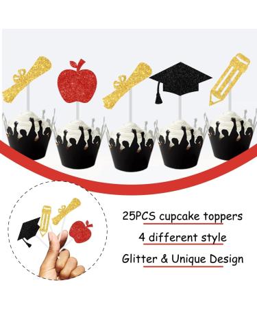 Congrats Grad Topper from Student to Teacher Graduation 25PCS Teacher Class of 2023 Cake Topper Graduate Party Cake Decor black and red Teacher Graduation Party - Buy Online on GoSupps.com