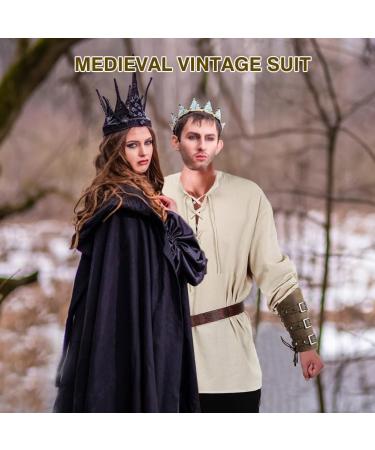 Occin Men's Medieval Clothing Set - 5 Piece Renaissance Costume with Shirt Pants Belt & Accessories - Viking Style Lace-Up Design - Buy Online on GoSupps.com