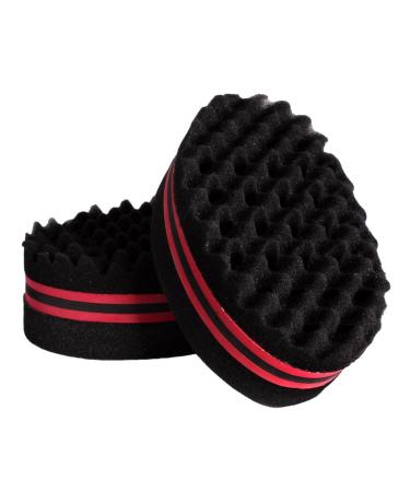 Andux Zone Hair Sponge Afro Braid Style 2 Pieces Hair Sponge Brush for Twists Coils JFHM-01 (Red)