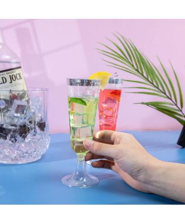 NOCCUR 60 Pack 5OZ Silver Plastic Champagne Flutes - Premium Quality Glasses for Wedding & Party - Buy Online on GoSupps.com