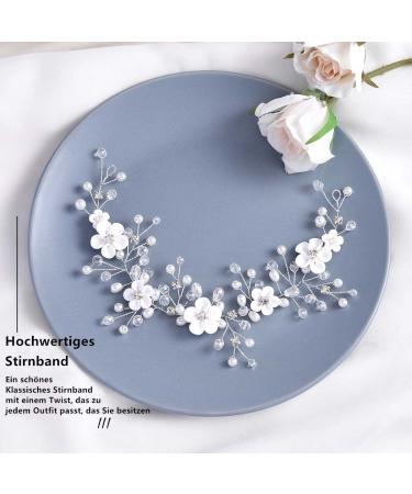 Buy Komunj Flower Hair Jewelry for Brides - Silver Pearl Wedding Hair Vines & Crystal Accessories for Women & Girls - Buy Online on GoSupps.com