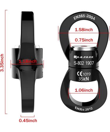 PROND Swing Swivel 35kN - Safest Rotational Device for Children's Web Tree Swing & Aerial Dance - Black - Buy Online on GoSupps.com