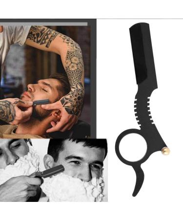 Manual razor stainless steel men's razor thumb shaving face shaving shape razor(black)