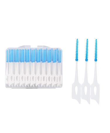 Interdental brushes 20 pieces of interdental brushes gap brushes tooth cleaning gaps gap toothbrushes dental brushes interdental brushes - brushes for interdental spaces (blue)