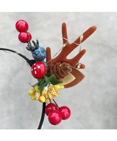 Wedity LED Christmas Glowing Tiara Reindeer Antlers Hair Accessories Christmas Party Feather Hair Hoop Headwear Hair Accessories for Women Girls (B) - Buy Online on GoSupps.com