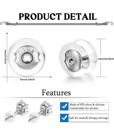 Moconar Sterling Silver Secure Earring Backs - Silicone Replacements for Studs/Droopy Ears - Hypoallergenic & No-Irritation for Adults & Kids - Buy Online on GoSupps.com