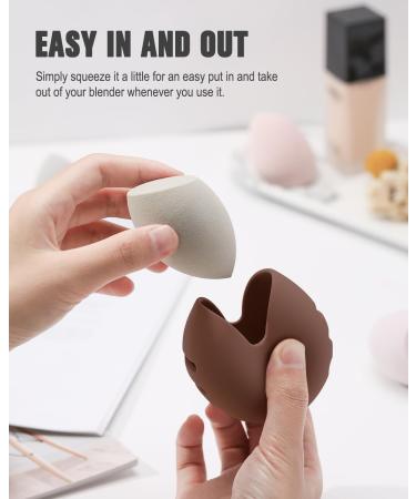 FERYES 2 PCS Makeup Sponge Holder - Silicone Beauty Blender Case for Travel | Brown Makeup Sponge Storage - Buy Online on GoSupps.com