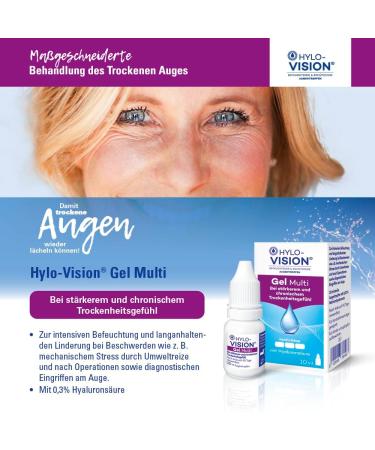 Hylo-Vision Gel Multi Eye Drops - Intensive Moisture & Long-Lasting Relief for Dry Irritated Eyes - 2x10ml - Ideal for Contact Lens Wearers - Buy Online on GoSupps.com