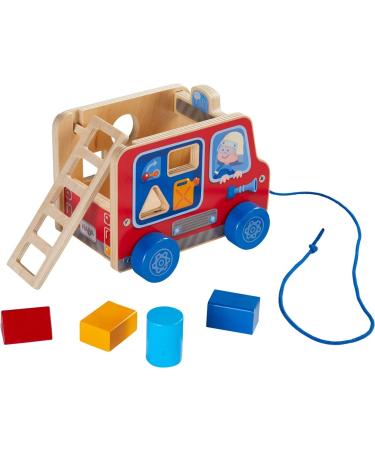 HABA 304317 Pulling Figure Fire Engine | Learning Toy for Toddlers 12+ Months | Animated Pulling Toy & Building Blocks - Buy Online on GoSupps.com