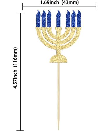 24Pcs Happy Hanukkah Cupcake Toppers Glitter Candlestick Menorah Cake Topper Decorations for Sparkle Jewish Birthday Chanukah Holiday Party Decoration Supplies Style 3 - Buy Online on GoSupps.com