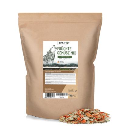 ReaVET Fruits and Vegetables with Herbs 1kg, Grain-Free Vegetable Flakes for Dogs, Vegetable Flakes for Dogs Barf, Barf Supplement for Dogs, Vegetable Flakes for Dogs