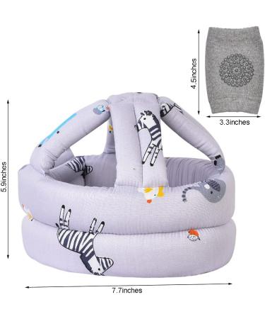 Baby Head Protector & Baby Knee Pads for Crawling Infant Safety Helmet & Walking Baby Helmet for Age 6-36 Months Grey Zoo(1+3) - Buy Online on GoSupps.com