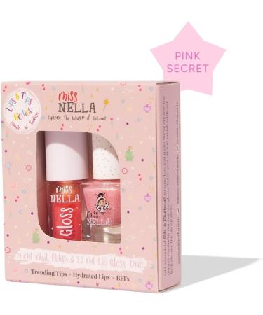 Miss Nella Pink Secret Lips & Tips duo - Gloss l vres parfum + Vernis ongles paillet pour enfants avec formule peel-off base d'eau et sans odeur - Buy Online on GoSupps.com