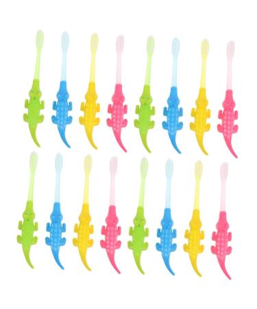 Minkissy 16 Stk Small crocodile toothbrush cleaning tool for baby teeth on -ring train manual massage devices handwear for children toothbrushes pbt small head stick toddler