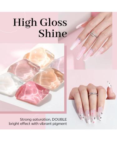 Modelones Gel Nail Polish Set 6 Colors Transparent Jelly Gel Polish Kit Sheer Pink Nude Milky White Nail Polish Gel Soak Off LED Gel Nail Kit DIY Nail Art Salon Manicure Gifts for Women Girls Jelly Nude - Buy Online on GoSupps.com