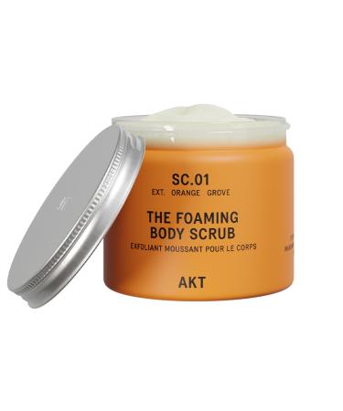 AKT The Foaming Body Scrub 8.4 Fl Oz, Skin Exfoliator, Body Scrub with Rice & Sugar, Papaya & Nourishing Oils, Natural Exfoliating Sugar Scrub with Vitamin E, Dead Skin Remover for Body SC.01 ORANGE GROVE
