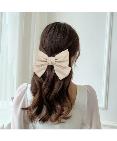 12-Pack Large Oversized Satin Hair Bows French Barrettes Clips - White Red Yellow Blue Black Hair Bow Ribbon Accessories for Women - Buy Online on GoSupps.com