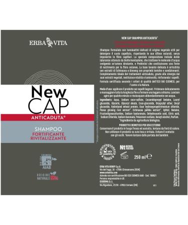  Erba Vita ERBA VITA Newcap Anti-Hair Loss Shampoo Cosmetic Product with Plant Extracts Ideal for Restituating Vitality and Brightness Strengthening Hair - 250ml - Buy Online on GoSupps.com