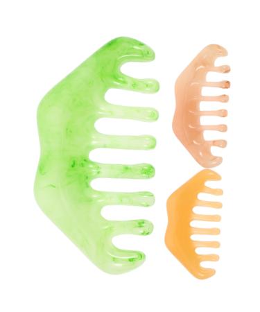 Beaupretty 3st Schabewamm with 8 teeth scalp massage scalp massage gua Sha Kamm hair care comb massage gather wide tooth comb for the scalp wide comb.