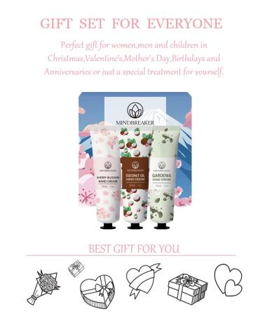 Hand Cream Set for Dry Cracked Hands Natural Scented Moisturizing Lotion | Cherry Blossom Coconut Oil & Gardenia Gift Set - Buy Online on GoSupps.com