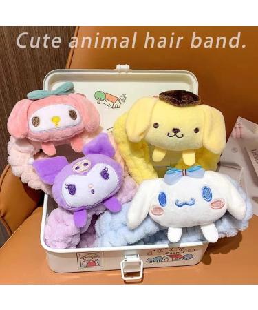 Kawaii Spa Headband for Women - Cute Wash Face Makeup Facial Fluffy Microfiber Cloth - Purple - Buy Online on GoSupps.com