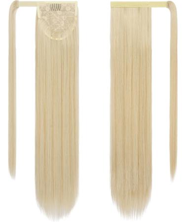FESHFEN Straight Ponytail Extensions Long Wrap Around Ponytail Synthetic Clip in Pony Tail Hair Extensions Honey Blonde Mixed Platinum Blonde Hairpiece for Women 28 inch 28 inch (Pack of 1) Honey Blonde Mixed Platinum Blonde - Buy Online on GoSupps.com