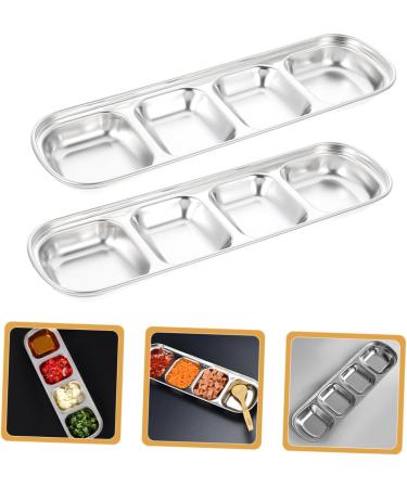 Milisten 2pcs Stainless Steel 4 Compartments Korean Style Plate Dipping Sauce Bowl Seasoning Plate Stainless Steel Sauce Plates Sauce Dishes for Dipping Toddler Mini Small Plate - Buy Online on GoSupps.com