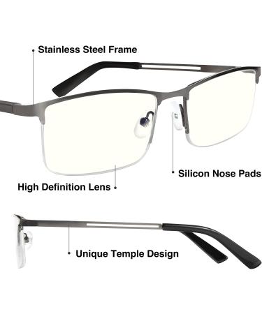 OENEYE 3 Pack Blue Light Blocking Reading Glasses for Men - Stylish Metal Frame Readers | Comfort Spring Hinges | Multicolor - 1.75x - Buy Online on GoSupps.com