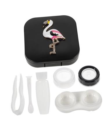 Ultechnovo 1 Set-Box Contact lens foil Mirror film Linsen organizer with flamingo pattern eye lens container Small bracket make-up lenses glasses frame travel containers