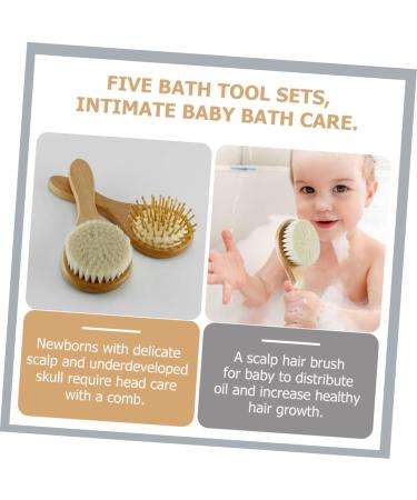 Organic Bamboo Baby Hairbrush Set for Natural Hair Care - Wooden Comb and Soft Wool Bristles for Infant Scalp and Toddler Bathing Essentials - Buy Online on GoSupps.com