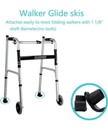 Universal 1 1/8 Inch Walker Ski Glides - Durable Replacement Feet for Folding Walkers - Safety and Stability - 2 Slides and 2 Smooth Sock Pad Covers (1 Pair) - Buy Online on GoSupps.com