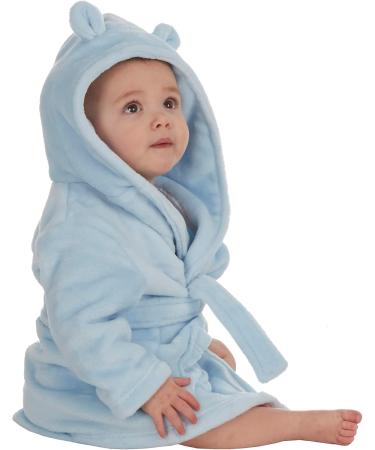 Undercover Lingerie Baby Toddler Fleece Hooded Robe - Elephant Blue 6-12 Months | Soft Bathrobe for Infants - Buy Online on GoSupps.com