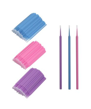 Shintop 300pcs Micro Applicator Brushes  Disposable Eyelash Extension Brushes for Makeup  Oral and Dental (Purple+Blue+Pink)