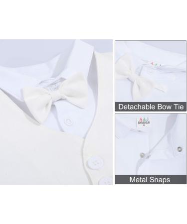 Mint Green Baby Boy Romper Suit | Infant Gentleman Jumpsuit with Bow Tie Waistcoat | 12-18 Months | Ivory - Buy Online on GoSupps.com