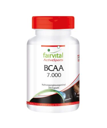 Fairvital | BCAA 7000-300 capsules - HIGH DOSE - essential amino acids - leucine + valine + isoleucine - VEGAN - high dose