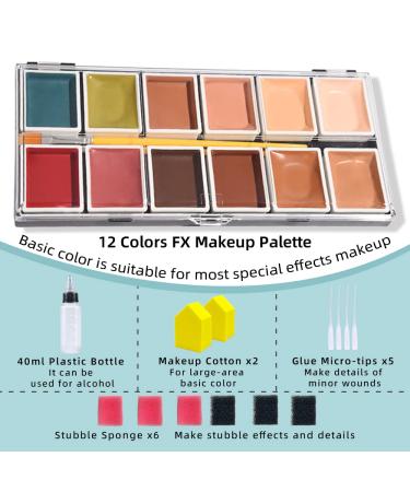 Shop Alcohol Activated Makeup Palette for FX Makeup - 12 Base Colors & Sponge Cleaning Accessories - Buy Online on GoSupps.com
