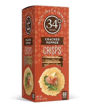 34 Degrees Crisps | Cracked Pepper Crisps | Thin Light & Crunchy Crisps Single Pack (4.5oz)