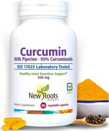 NEW ROOTS HERBAL Turmeric Curcumin Supplement 500mg with Black Pepper Extract - 20x Better Absorption | Coumarin Capsules with 95% Curcuminoids & 95% Piperine (90 Veg Capsules) Unflavored