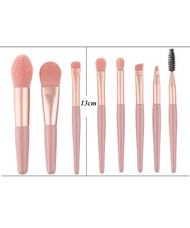 NEJLSD Mini Make-Up Brush Set - 8 Synthetic Brushes for Foundation Eyeshadow Eyebrows & Lips - Perfect for Blending - Pink - Buy Online on GoSupps.com