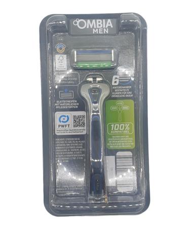 Ombia Men Men's Razor Delta 6 Trimmer 6 Blades system 1 Handle+1 Blades