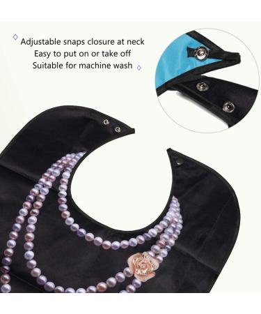 Black Washable Adult Bibs with Crumb Catcher (3 Pcs) - Reusable Clothing Protector for Women | Waterproof Backing, Ideal for Eating - Buy Online on GoSupps.com