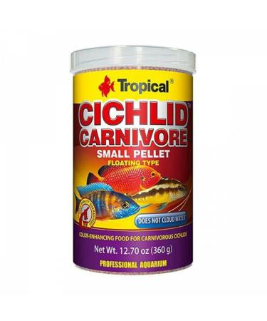 Tropical Cichlid Carnivore Small Pellet 1000ml / 360g - Color Enhancing Food for Young or Small Carnivorous Cichlids