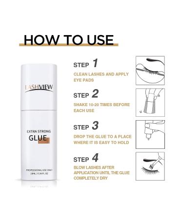 LASHVIEW Eyelash Extension Glue - Precise Drop Technology, 1 Sec Dry Time, 10ml - Buy Online on GoSupps.com