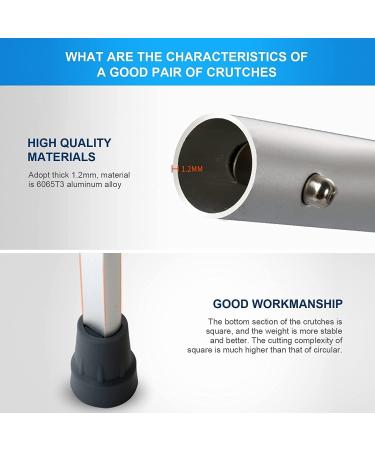 Safety Crutches Portable Crutches Lightweight Walker Canes Aluminum Button Adjust Height Underarm Walking Sticks Adult Underarm Walking Cane Comfortable Independence - Buy Online on GoSupps.com