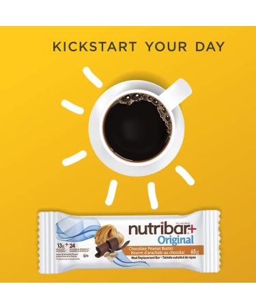 Nutribar+ Chocolate Peanut Butter Flavoured Bars High protein Meal Replacement Bars 24 Vitamins & Minerals High Fibre 5-Count - Buy Online on GoSupps.com