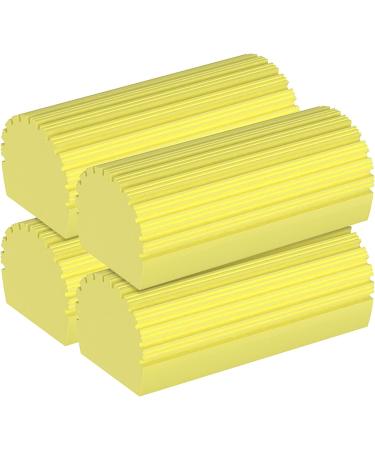 4 Pack Damp Clean Duster Sponge Magical Reusable Dust Sponge Cleaning Brush Duster for Cleaning Blinds Railings Mirrors Glass Baseboards Ceiling Fan Vents Window Track Grooves and Faucets Yellow
