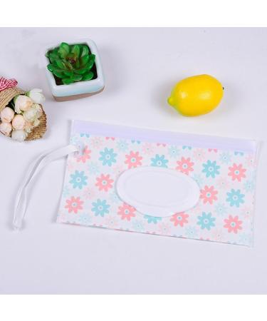 Shakven Baby Wipe Holder - Waterproof Baby Wipe Dispenser Wipe Holder For Bathroom Wipes Container Bohemian Style Design Wrist Strap Portable For Stroller Light Green Orange Flower - Buy Online on GoSupps.com