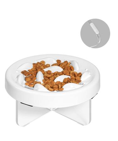 MSBC Raised Cat Slow Feeder Bowl with Acrylic Stand, Elevated Melamine Slow Feed Cat Dish, Non-Slip Pet Puzzle Feeder for Slow Healthy Eating, Anti-Choking Prevents Obesity Pet Bowl for Kitty, Kitten